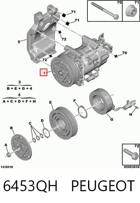 6453QH Peugeot/Citroen Компресор холодоагенту