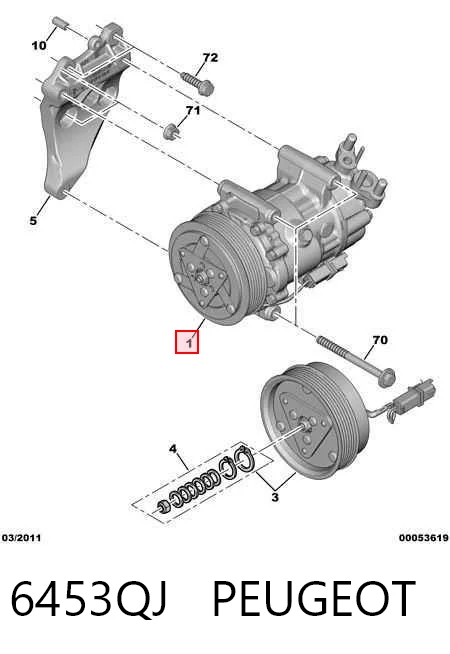 6453QJ Peugeot/Citroen Компресор холодоагенту