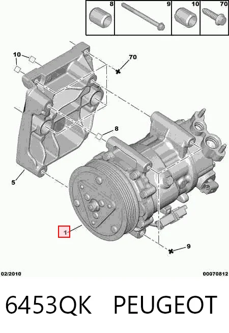 6453QK Peugeot/Citroen Компресор холодоагенту