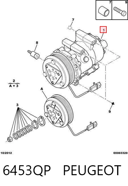 6453QP Peugeot/Citroen Компресор холодоагенту