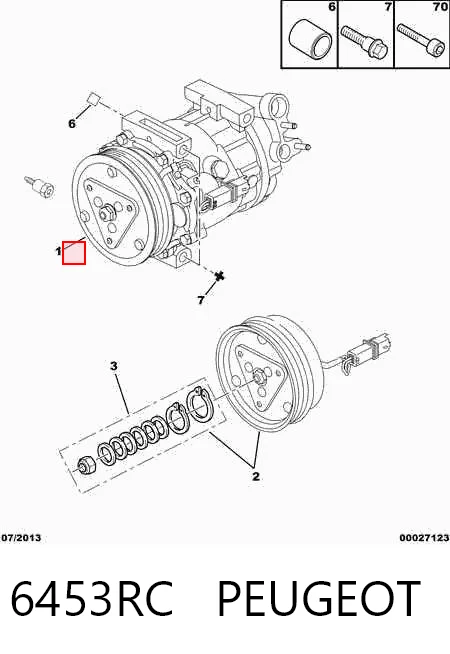 6453RC Peugeot/Citroen Компресор холодоагенту