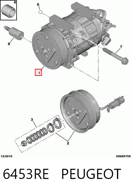 6453RE Peugeot/Citroen Компресор холодоагенту