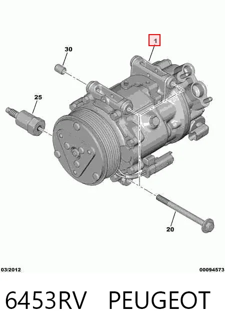 6453RV Peugeot/Citroen Компресор холодоагенту