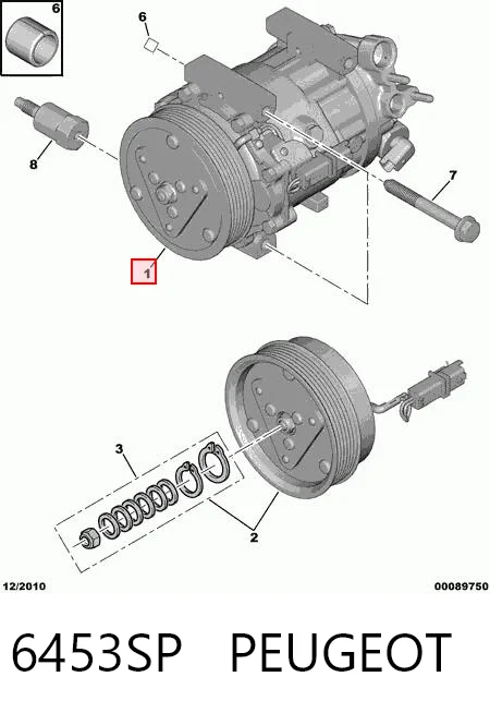 6453SP Peugeot/Citroen Компресор холодоагенту