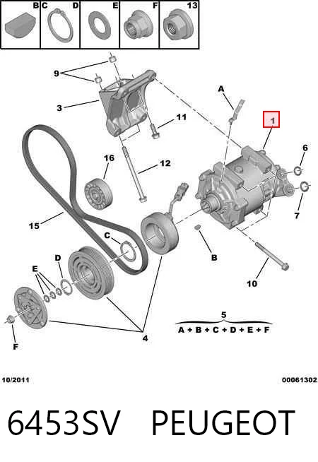 6453SV Peugeot/Citroen Компресор холодоагенту
