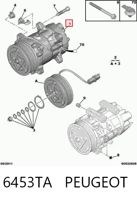 6453TA Peugeot/Citroen Компресор холодоагенту