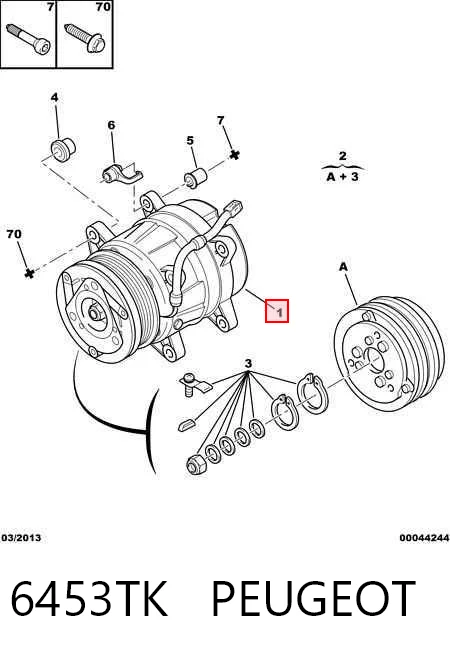 6453TK Peugeot/Citroen Компресор холодоагенту
