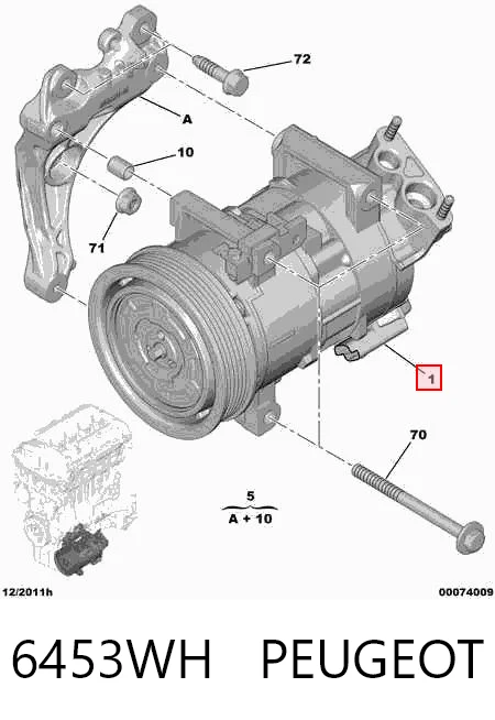 6453WH Peugeot/Citroen Компресор холодоагенту