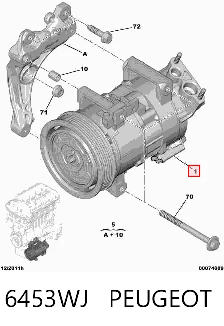 6453WJ Peugeot/Citroen Компресор холодоагенту