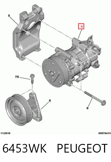 6453WK Peugeot/Citroen Компресор холодоагенту