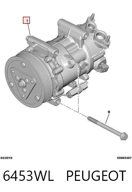6453WL Peugeot/Citroen Компресор холодоагенту