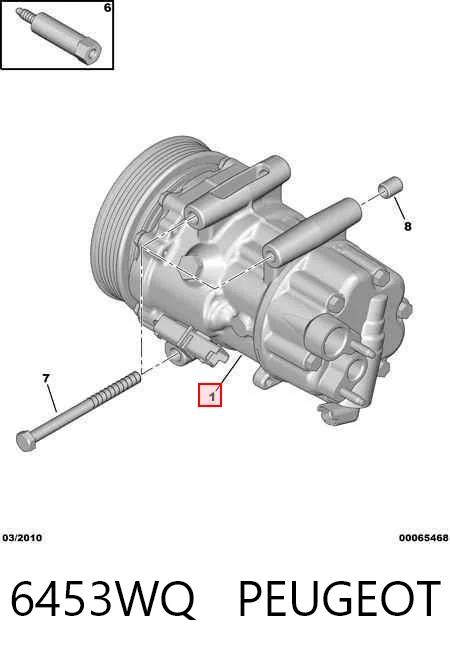 6453WQ Peugeot/Citroen Компресор холодоагенту