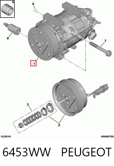 6453WW Peugeot/Citroen Компресор холодоагенту