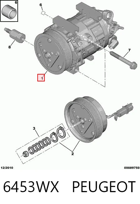 6453WX Peugeot/Citroen Компресор холодоагенту