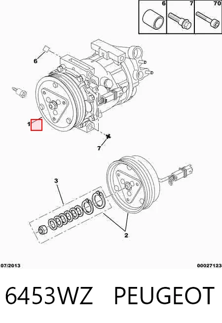 6453WZ Peugeot/Citroen Компресор холодоагенту