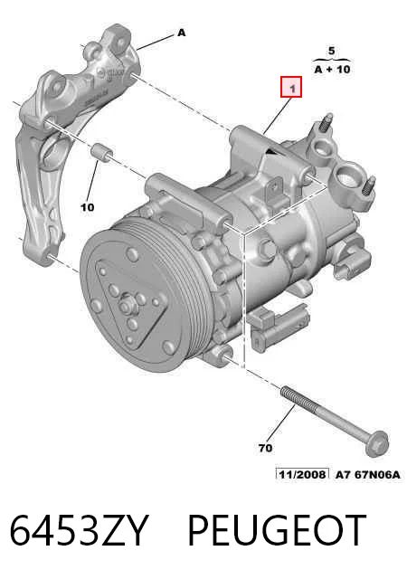 6453ZY Peugeot/Citroen Компресор холодоагенту