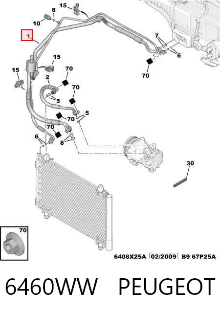Шланг кондиціонера, від радіатора до випарника 128505J Prottego