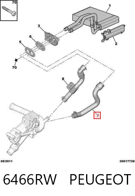 6466RW Peugeot/Citroen Шланг радіатора опалювача/грубки, подача