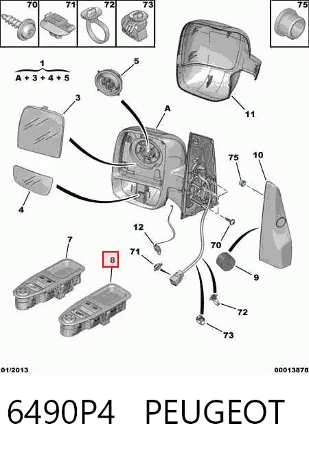 6490P4 Peugeot/Citroen Кнопки переднього лівого склопід'ємника