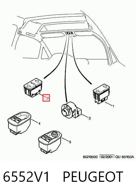 6552V1 Peugeot/Citroen Кнопка підйомника переднього лівого скла