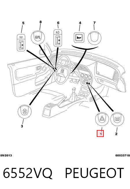 6552VQ Peugeot/Citroen Аварійна кнопка
