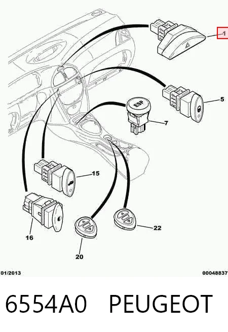 Аварійна кнопка на Citroen C5 I DC