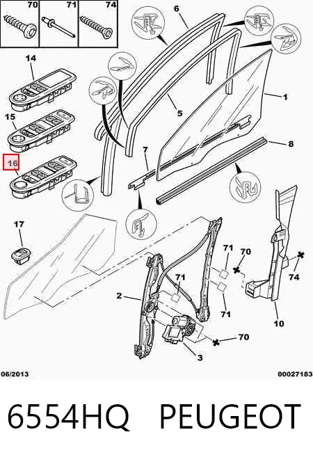 6554HQ Peugeot/Citroen Кнопки переднього лівого склопід'ємника