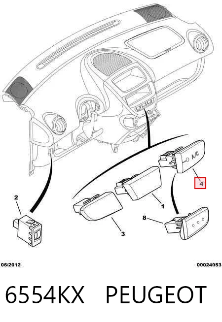 6554KX Peugeot/Citroen Кнопка увімкнення кондиціонера