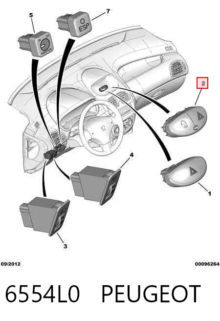 6554L0 Peugeot/Citroen Аварійна кнопка