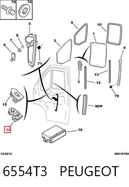 6554T3 Peugeot/Citroen Кнопки переднього лівого склопід'ємника
