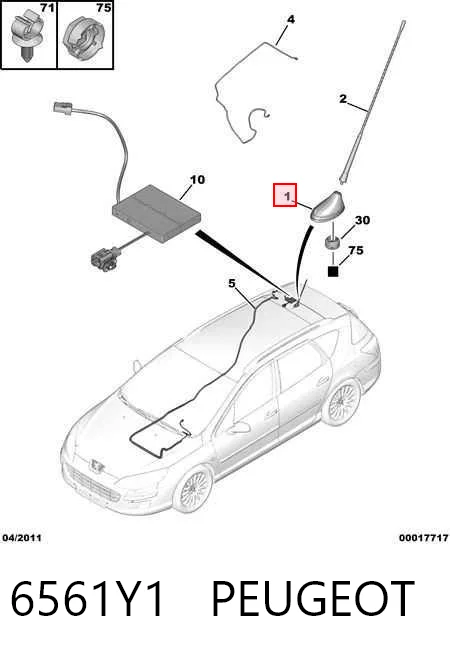 Антена на дах на Peugeot 307 SW 3H