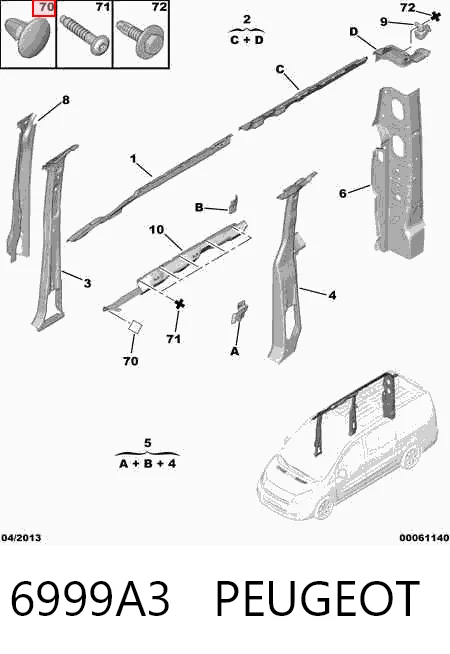6999A3 Peugeot/Citroen Кліпса термоізоляції капота