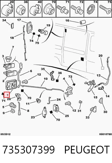 735307399 Peugeot/Citroen Ручка дверей бічних/зсувних, зовнішня права