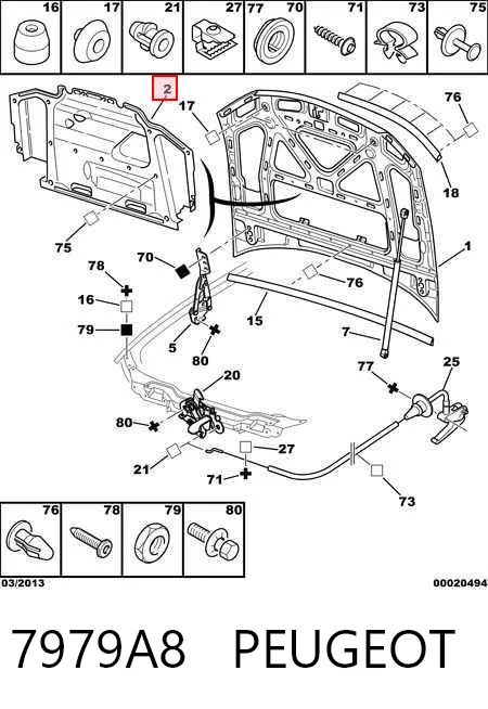 Обшивка капота Peugeot 406 седан (8B) (1995 - 2004) ціна, від 8.49 USD