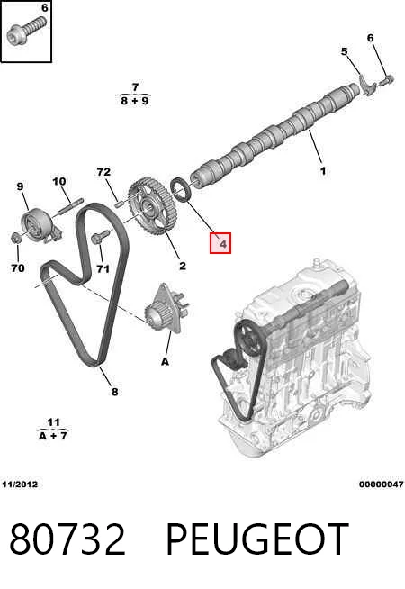 Купити Сальник распредвала Peugeot 207  WA, WC