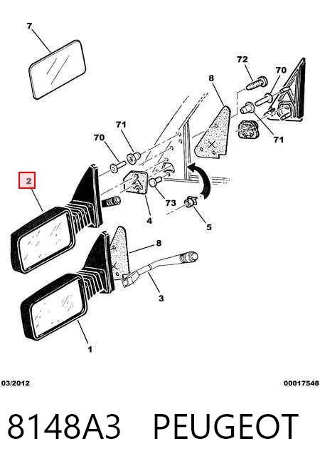 Купити Дзеркало праве Peugeot 205 II 20A, C