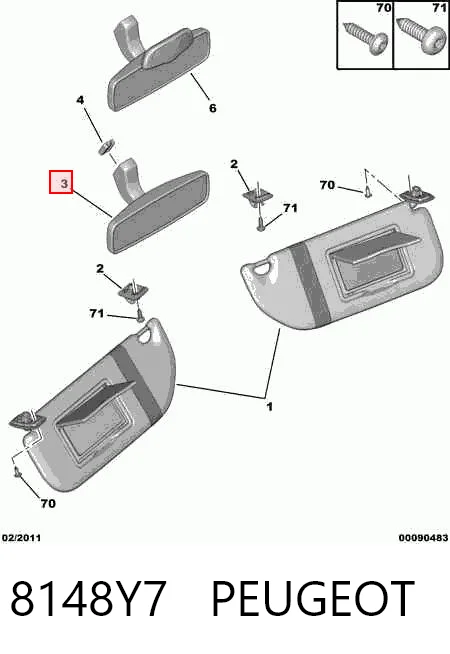 8148Y7 Peugeot/Citroen Салоне дзеркало заднього виду