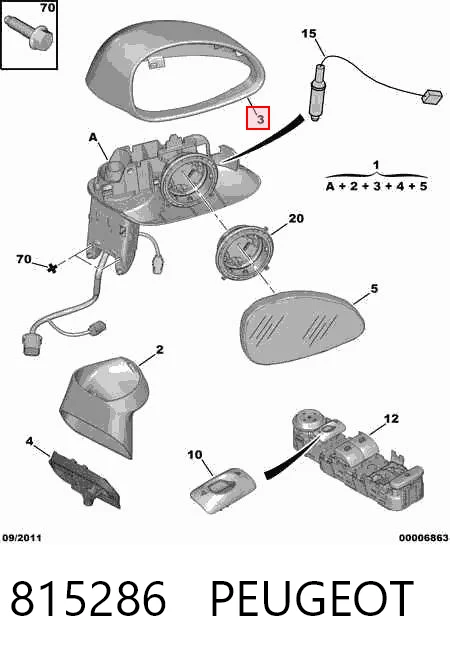 815286 Peugeot/Citroen Накладка водійського дзеркала