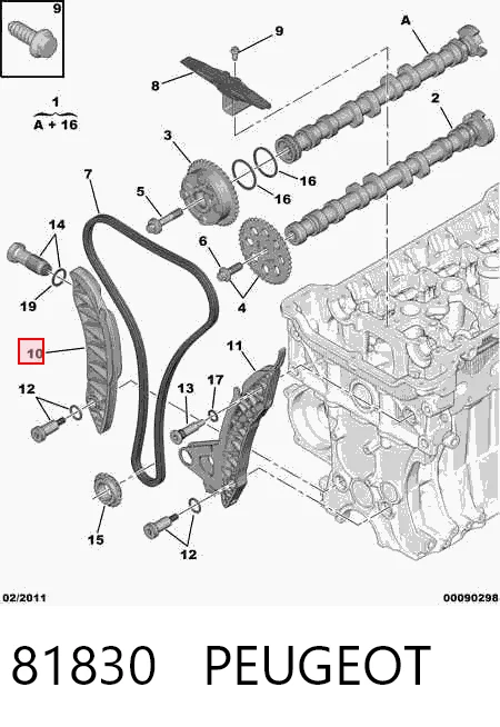 81830 Peugeot/Citroen Башмак натягувача ланцюга ГРМ