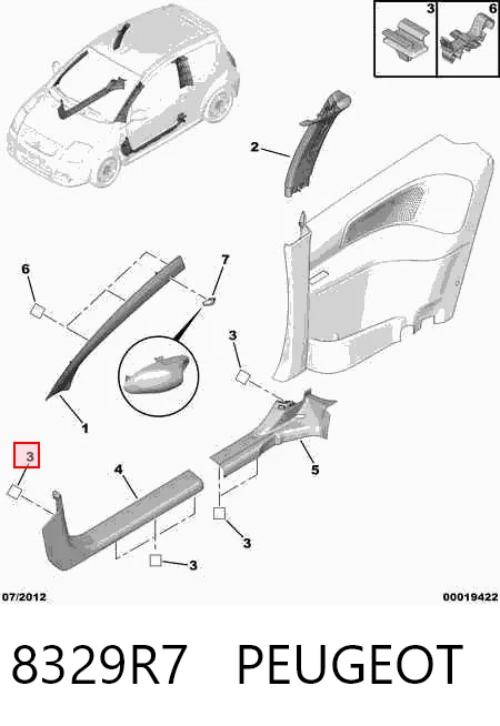 8329R7 Peugeot/Citroen Пістон (кліп) обшивки стійки кузова