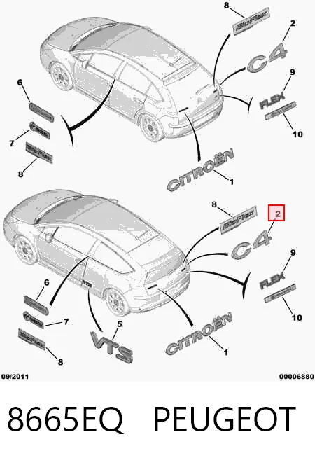 Емблема кришки багажника, фірмовий значок на Citroen C4 I LC