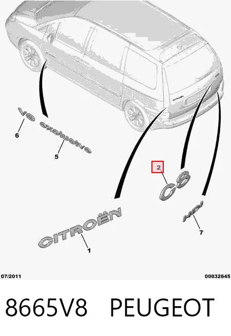 Емблема кришки багажника, фірмовий значок Citroen C8 EA, EB