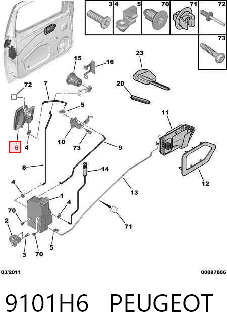 9101H6 Peugeot/Citroen Ручка передніх дверей зовнішня, ліва