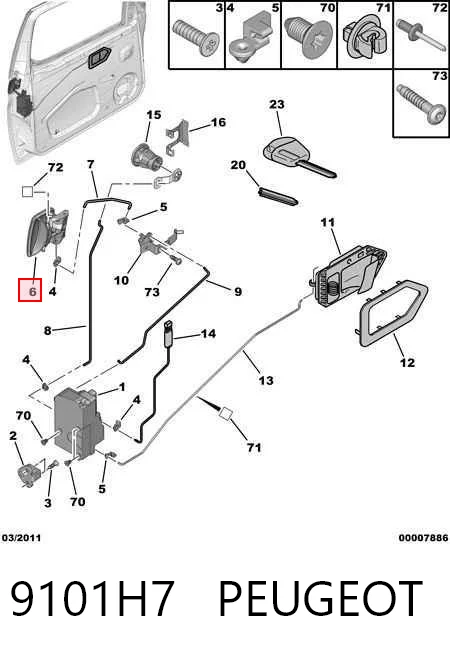 9101H7 Peugeot/Citroen Ручка передніх дверей зовнішня, права