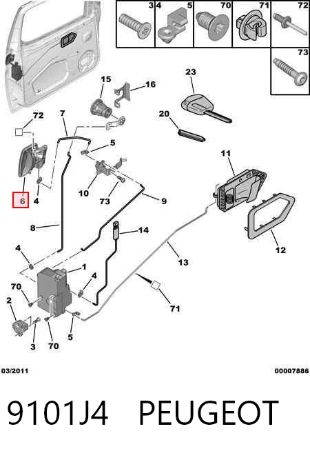 9101J4 Peugeot/Citroen Ручка передніх дверей зовнішня, ліва