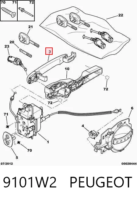 9101W2 Peugeot/Citroen Ручка дверей в зборі