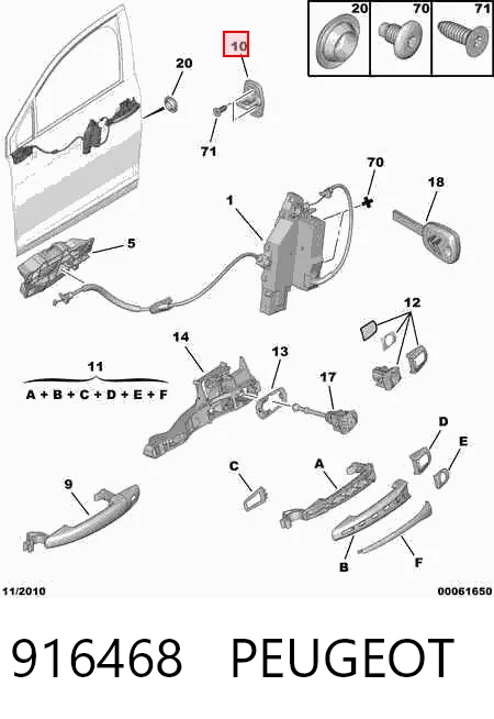 916468 Peugeot/Citroen Петля-зачіп (відповідна частина) замка двері передньої