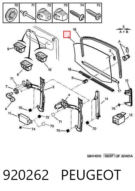 920262 Peugeot/Citroen Скло передніх дверей, правих
