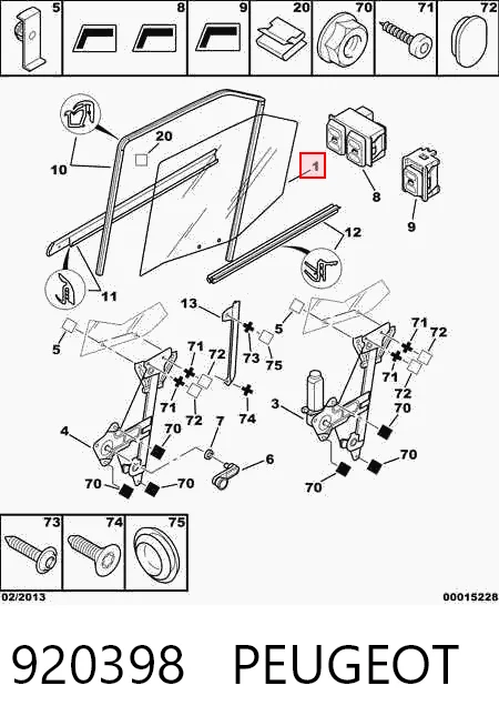 920398 Peugeot/Citroen Скло задніх дверей, лівих