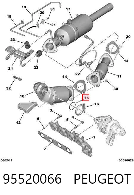 Прокладка турбіни вихлопних газів, випуск 95520066 Opel